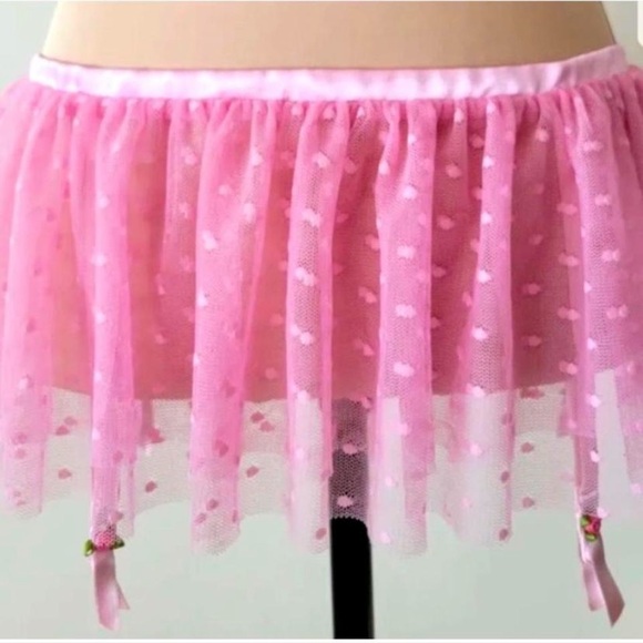 Vintage retro Betsey Johnson pink lace tutu Lolita vibes garter belt L